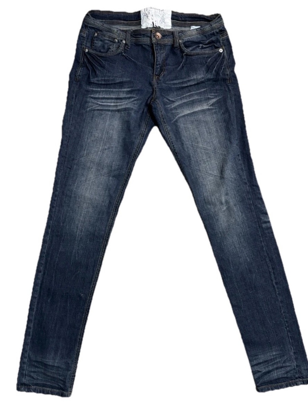 Dollhouse Y2K Blue Denim Jeans Size 11 Low Rise Faded Whiskered VTG 2000s